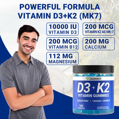 Envase gomitas Wiszeen vitamina D3 K2 sin azúcar y veganas