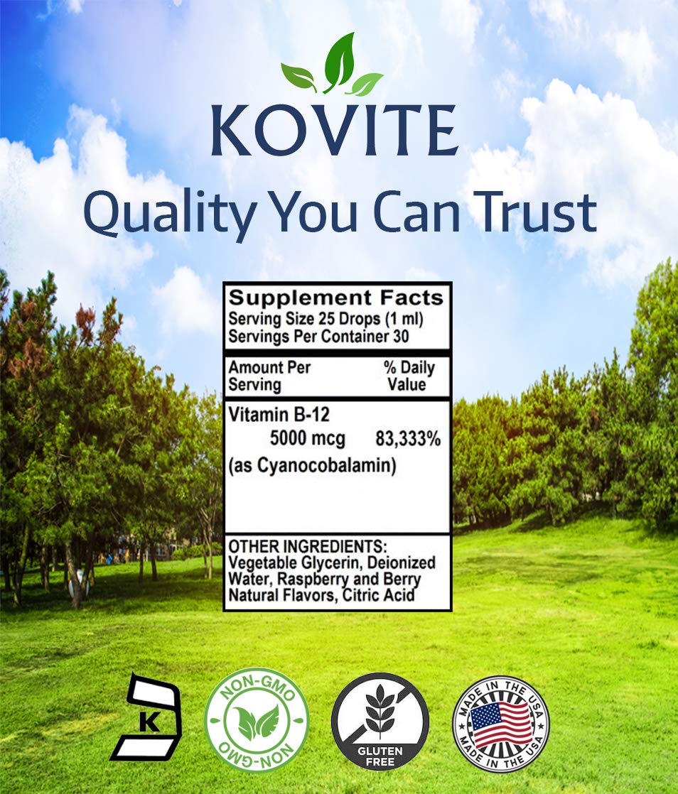 Envase gotas Kovite vitamina b12 sabor frambuesa