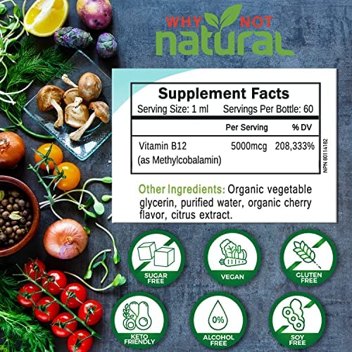 Envase gotas naturales de Vitamina B12 y A Why Not Natural
