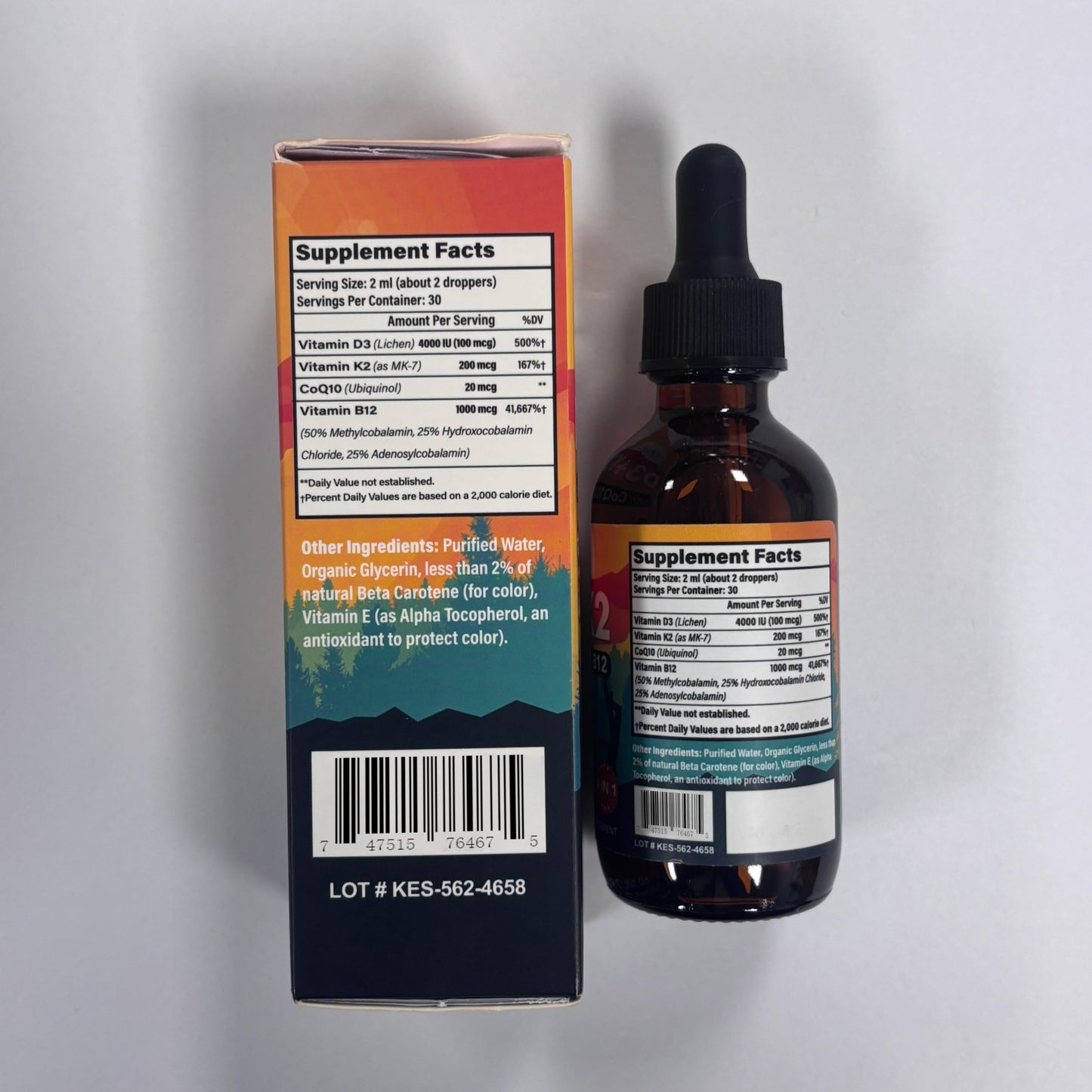 Envase gotas Vitamina D3 K2 4000 UI Honvaways