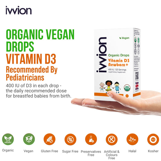 Envase de gotas vitamina d3 vegana para apoyo óseo infantil