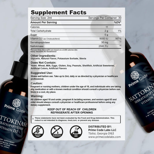 Envase y gotero del suplemento de nattokinasa alta absorción