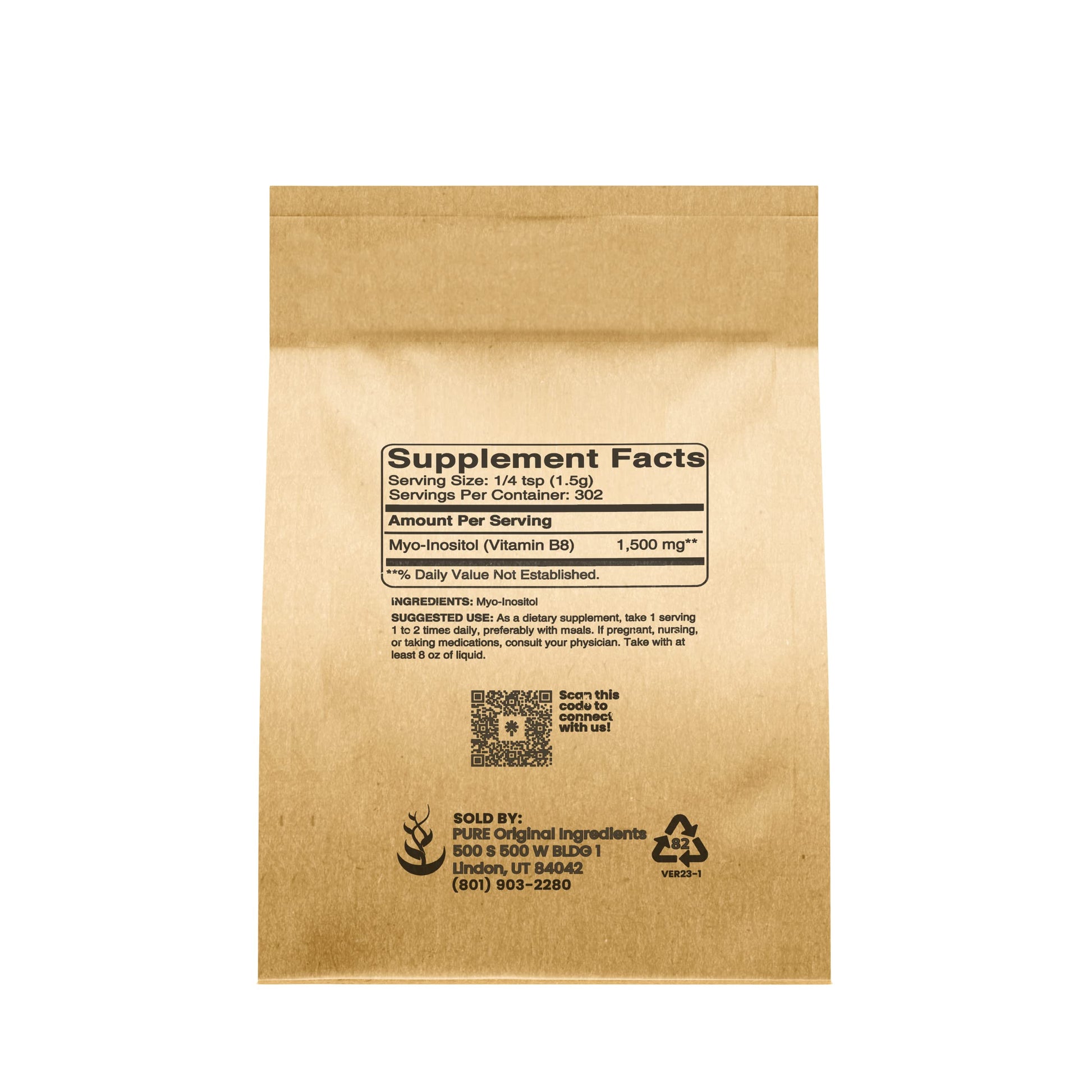 Envase inositol puro 1 lb PURE ORIGINAL INGREDIENTS sin rellenos