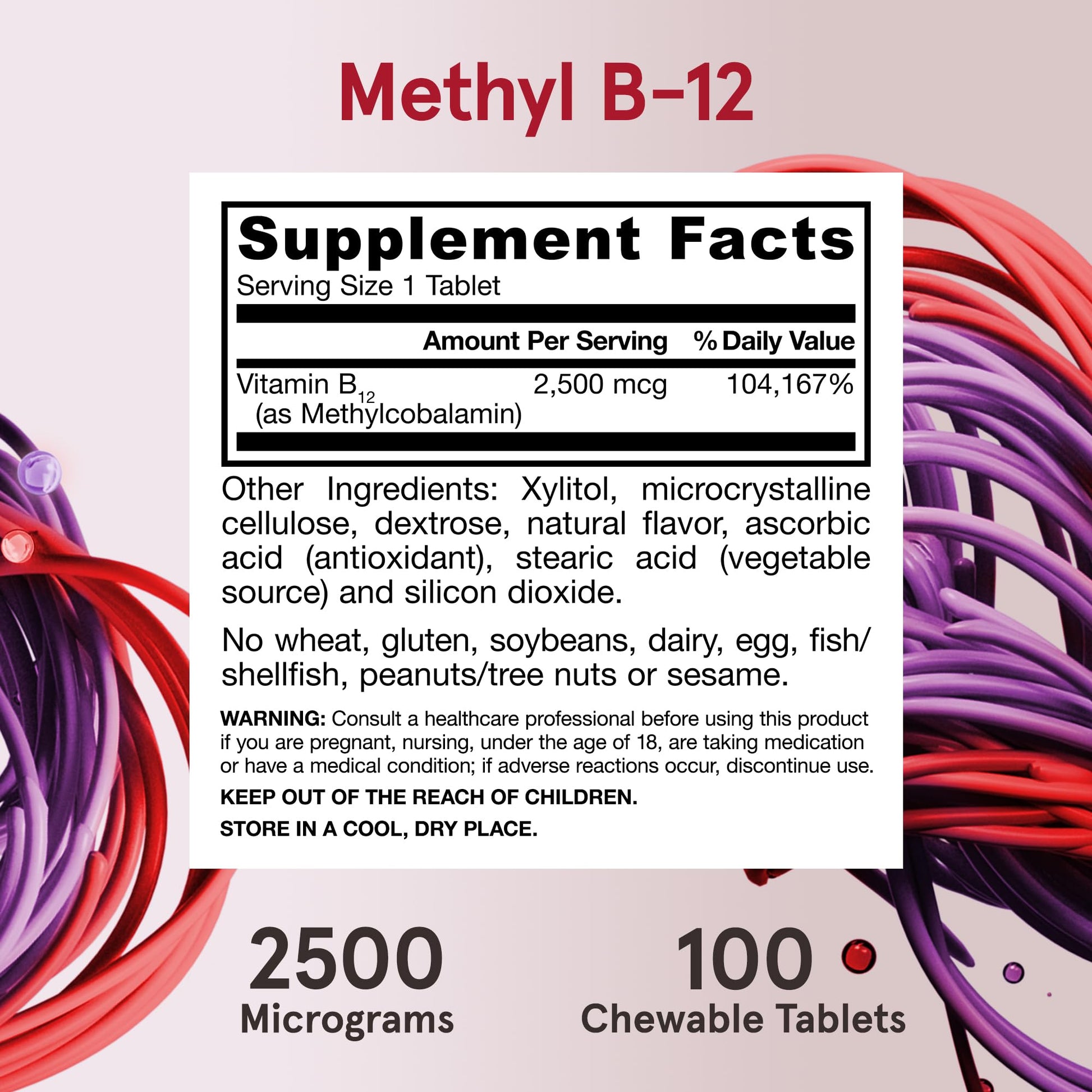 Envase de jarrow formulas metil b12 2500 mcg 100 tabletas