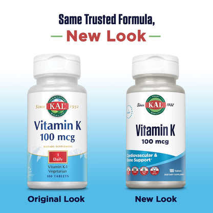 Envase Kal Tabletas Vitamina K1 100 mcg 100 unidades