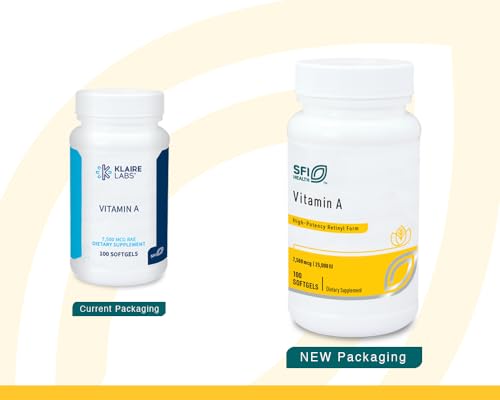 Envase Klaire Labs Vitamina A 25,000 UI 100 cápsulas blandas