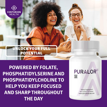 Envase lateral Puralor CI suplemento para enfoque mental
