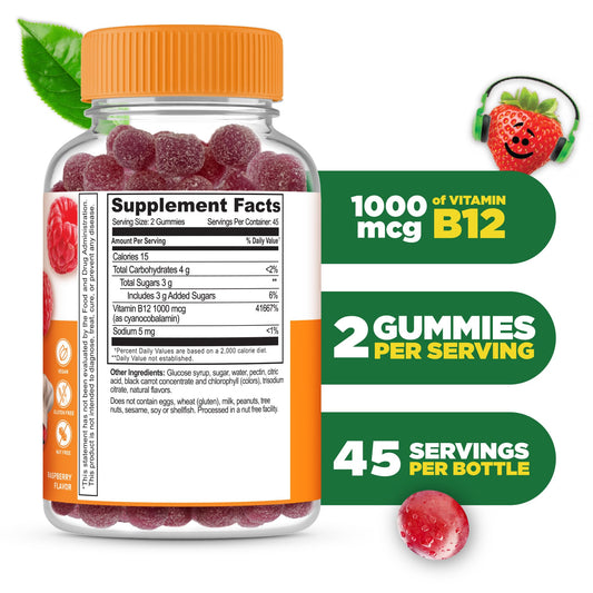 Envase Lifeable gomitas vitamina b12 para niños sin gluten
