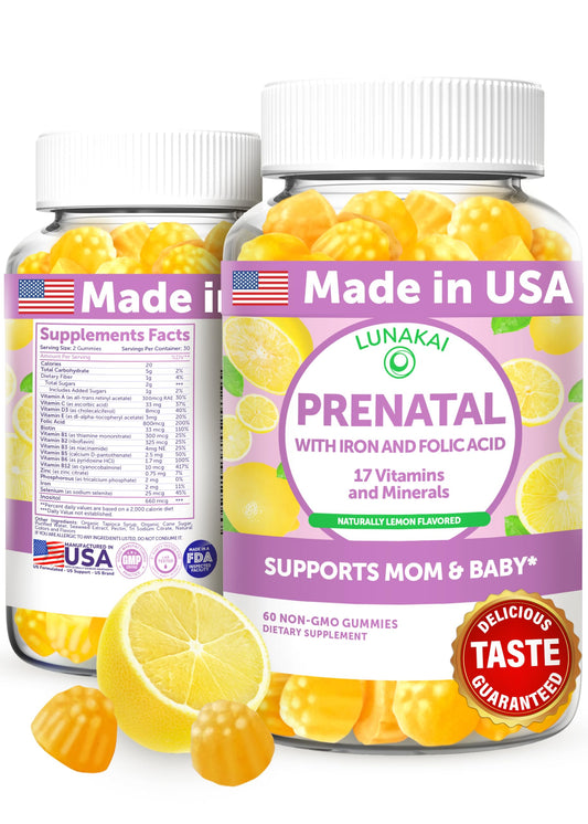 Envase Lunakai vitaminas prenatales gomitas 60 unidades