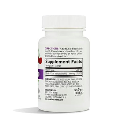 Envase frente Metil B-12 5000Mcg Whole Foods Market
