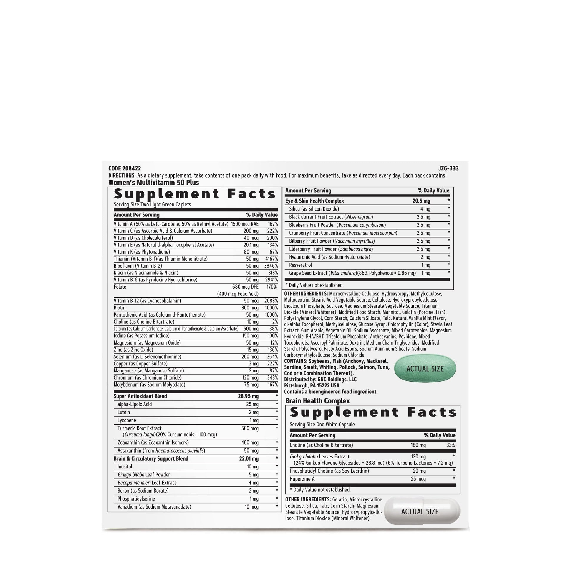 Descripción en el envase de las multivitaminas GNC Ultra Mega.
