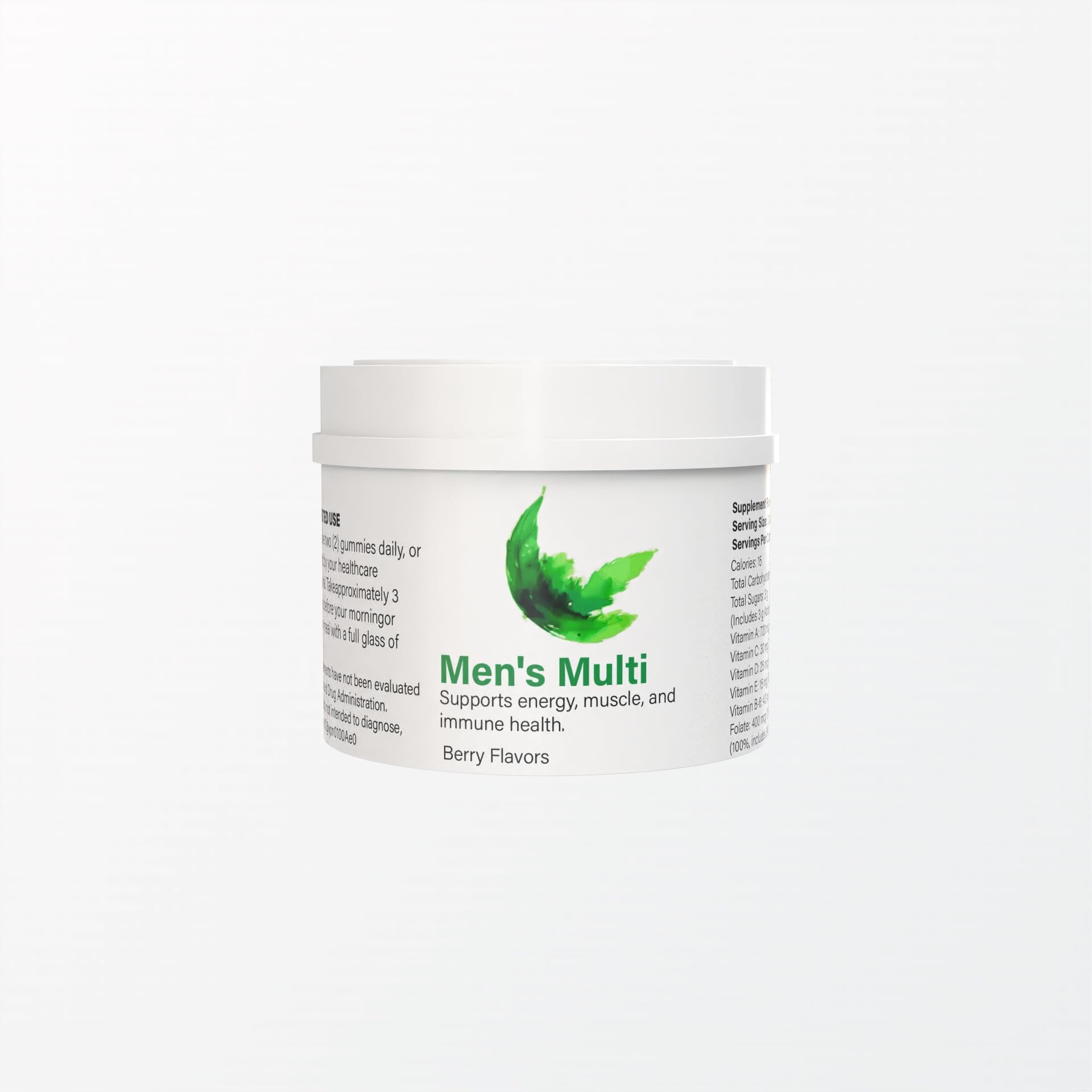 envase de multivitaminas diarias locred para hombres sabor baya