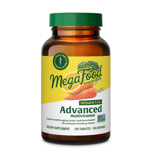 envase de multivitamínico avanzado MegaFood para mujeres