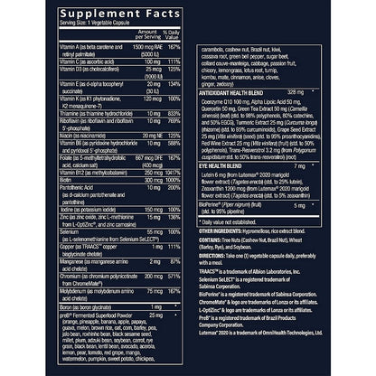 Envase de multivitamínico bioactivo para hombres Vthrive 30 cápsulas