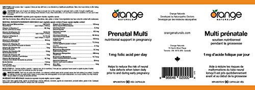 Envase multivitaminico prenatal Orange Naturals 90 cápsulas