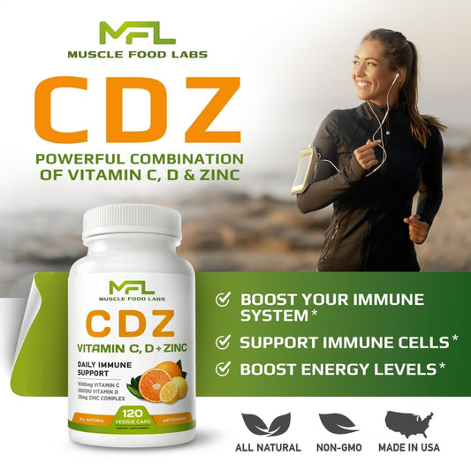 Envase Muscle Food Labs C D Z 120 cápsulas vegetarianas