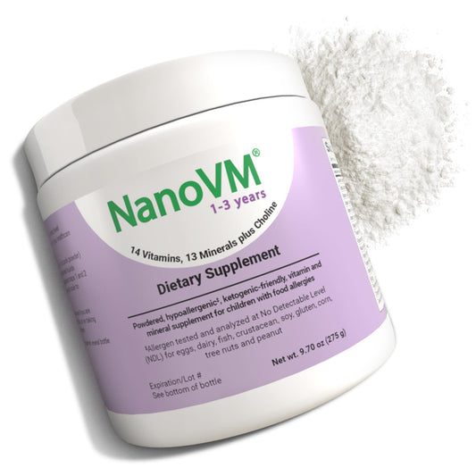 Envase de NanoVM multivitamínico sin alérgenos