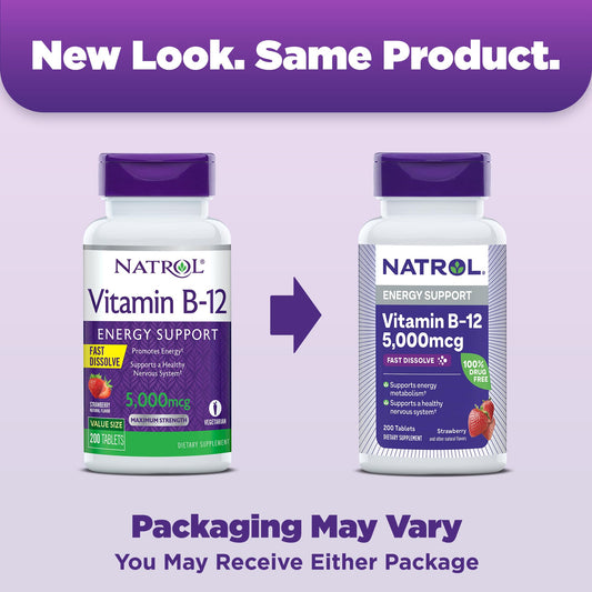 Envase Natrol vitamina b12 para soporte nervioso y energético