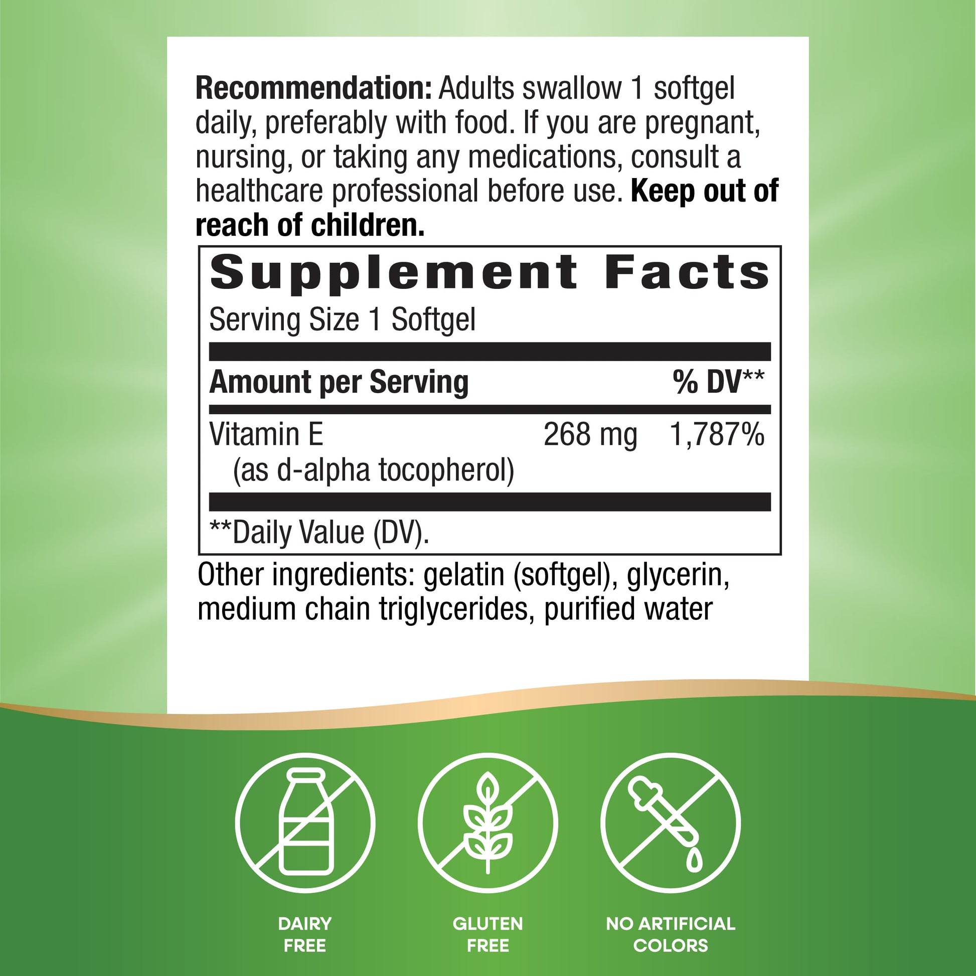 Frontal envase Nature's Way Vitamina E antioxidante 268 mg