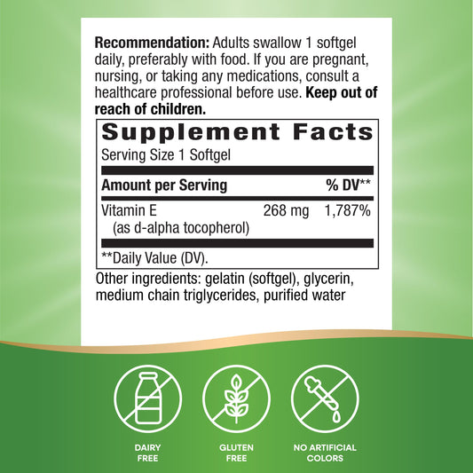 Frontal envase Nature's Way Vitamina E antioxidante 268 mg