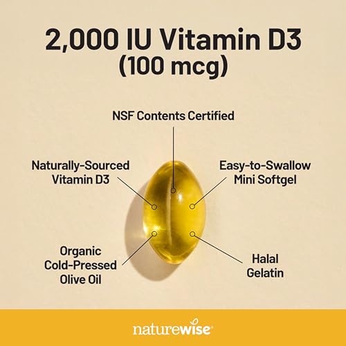 Envase NatureWise omega 3 y vitamina D para salud integral