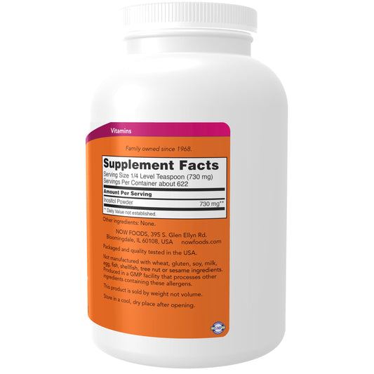Envase NOW Foods polvo inositol 1 libra color blanco