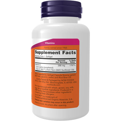 Envase de cápsulas blandas NOW Foods Sun E 400 IU vitamina E