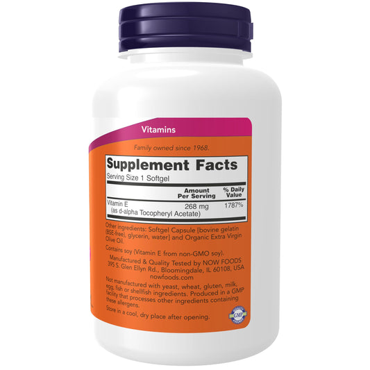 Envase NOW Foods Vitamina E antioxidante 250 softgeles