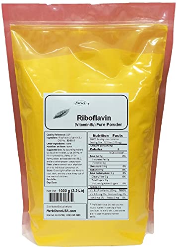 Envase NuSci vitamina B2 polvo riboflavina 8oz