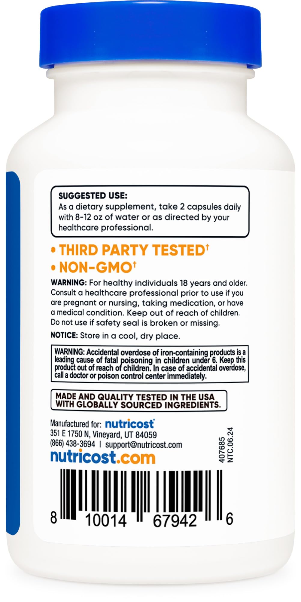 Envase de Nutricost multivitamínico con probióticos