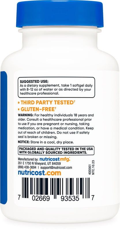 Envase Nutricost Vitamina D3 240 cápsulas blandas