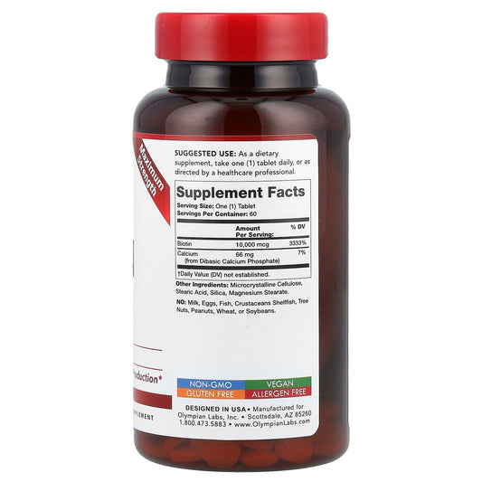 Envase Olympian Labs suplemento biotina vitamina B7