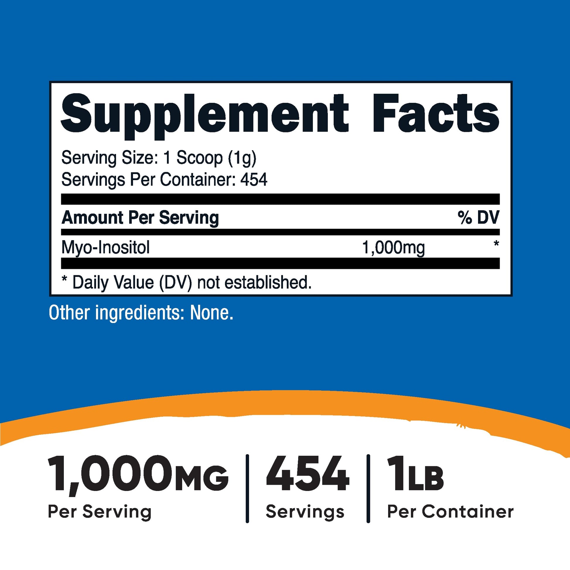 Envase polvo de inositol Nutricost 1 libra