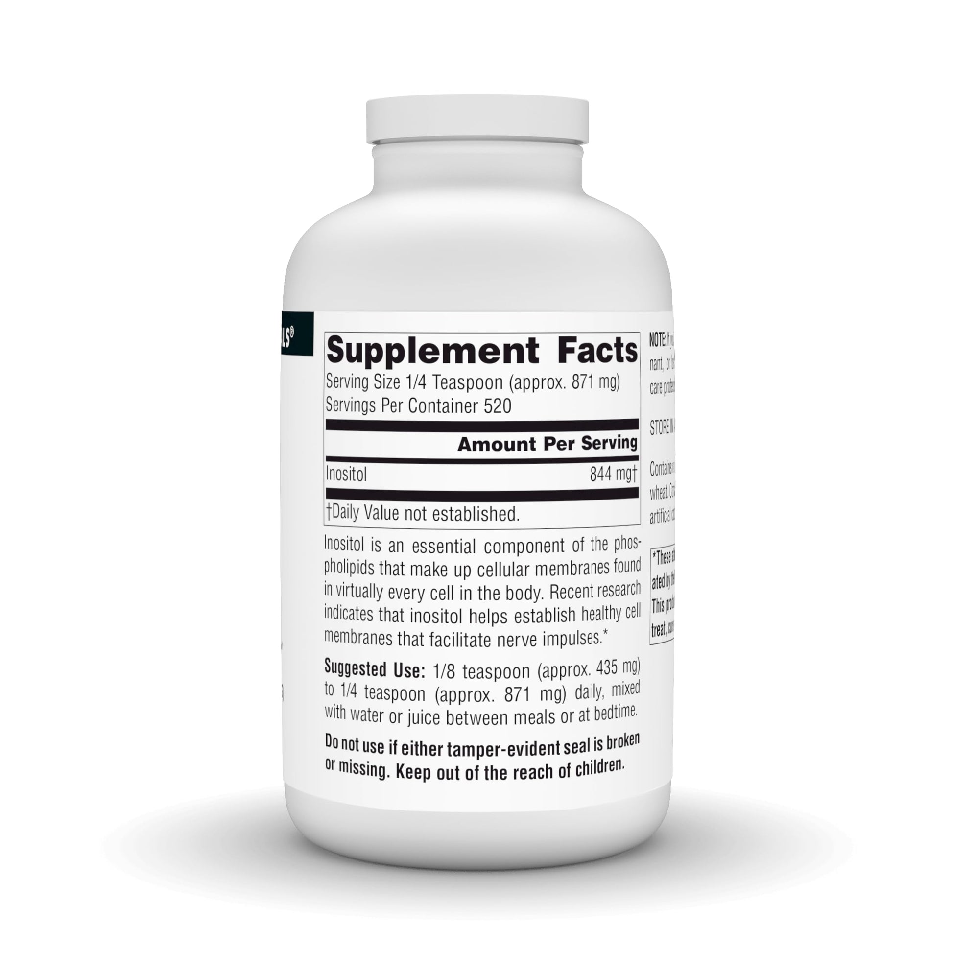 Envase polvo inositol Source Naturals para salud celular