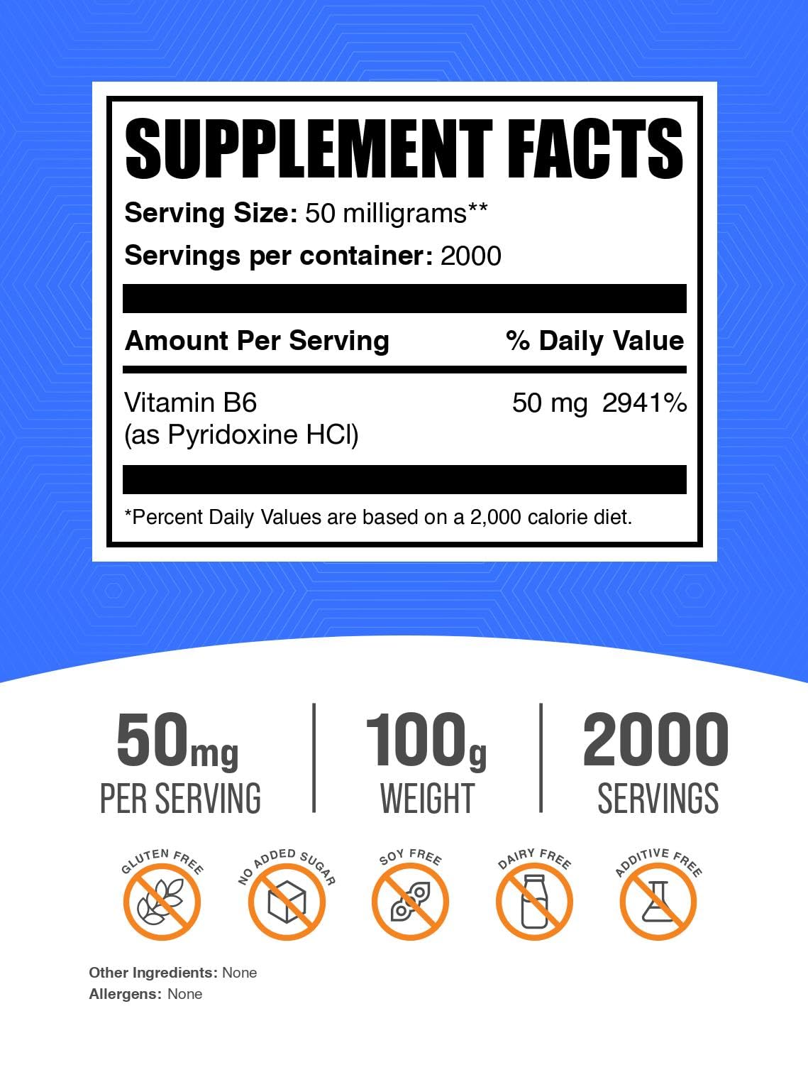 Envase polvo vitamina b6 BulkSupplements