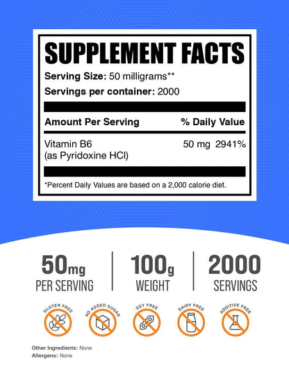 Envase polvo vitamina b6 BulkSupplements