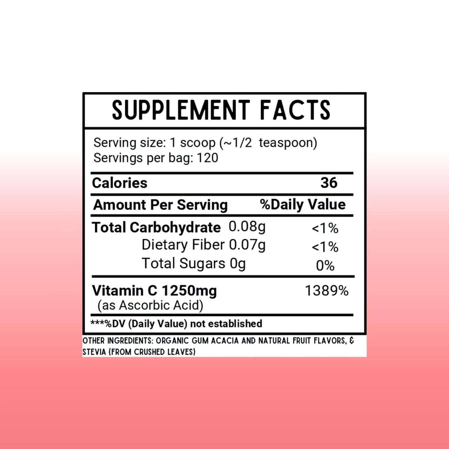 Envase polvo vitamina C 1000mg 120 porciones
