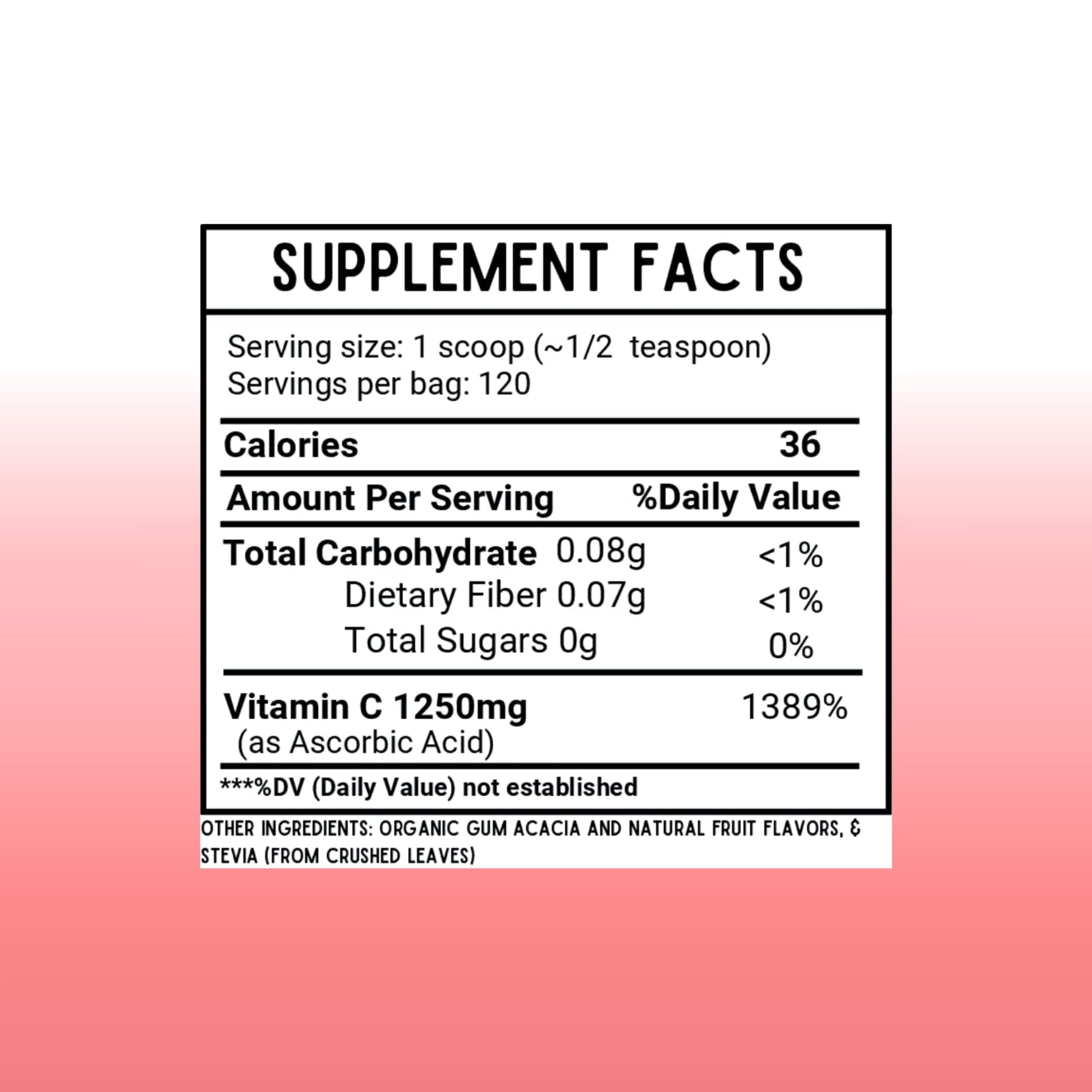 Envase polvo vitamina C 1000mg 120 porciones