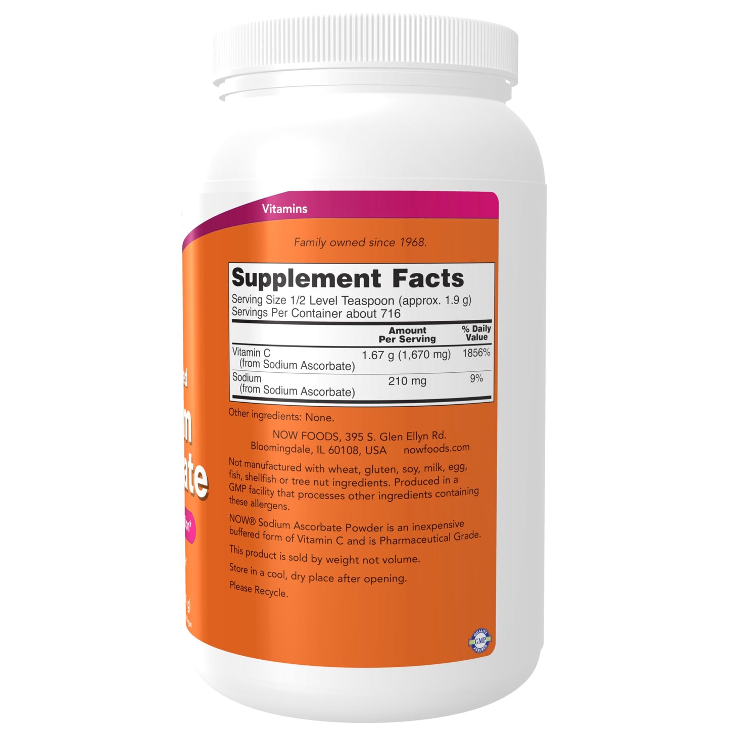 envase de polvo vitamina c amortiguada now foods