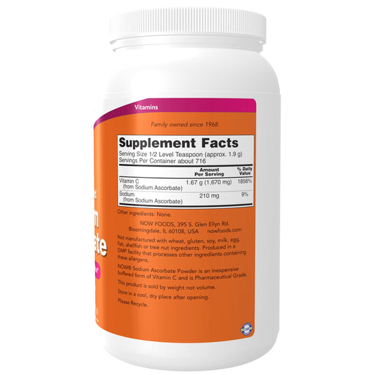 envase de polvo vitamina c amortiguada now foods