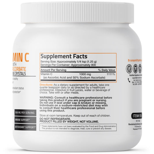 Cierre de envase polvo vitamina C Bronson calidad farmacéutica