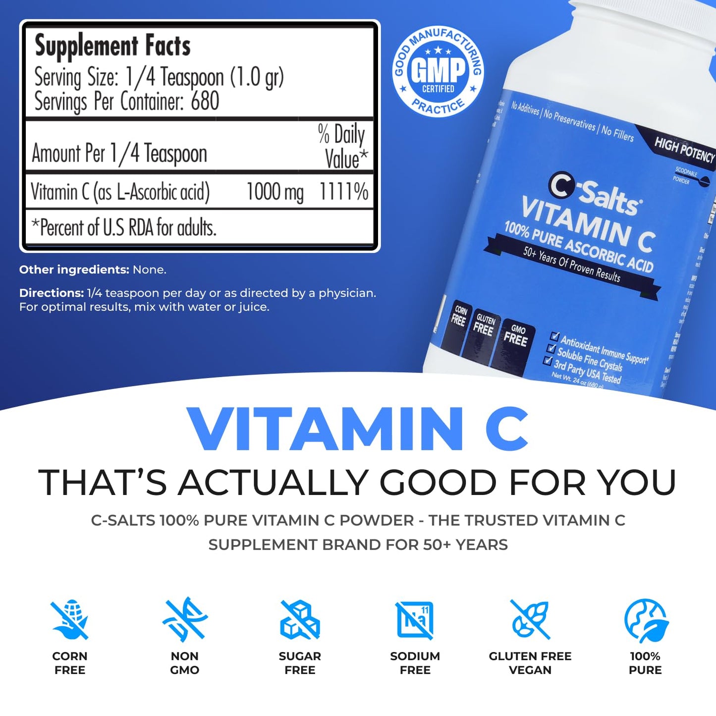 Envase polvo vitamina C puro C-Salts