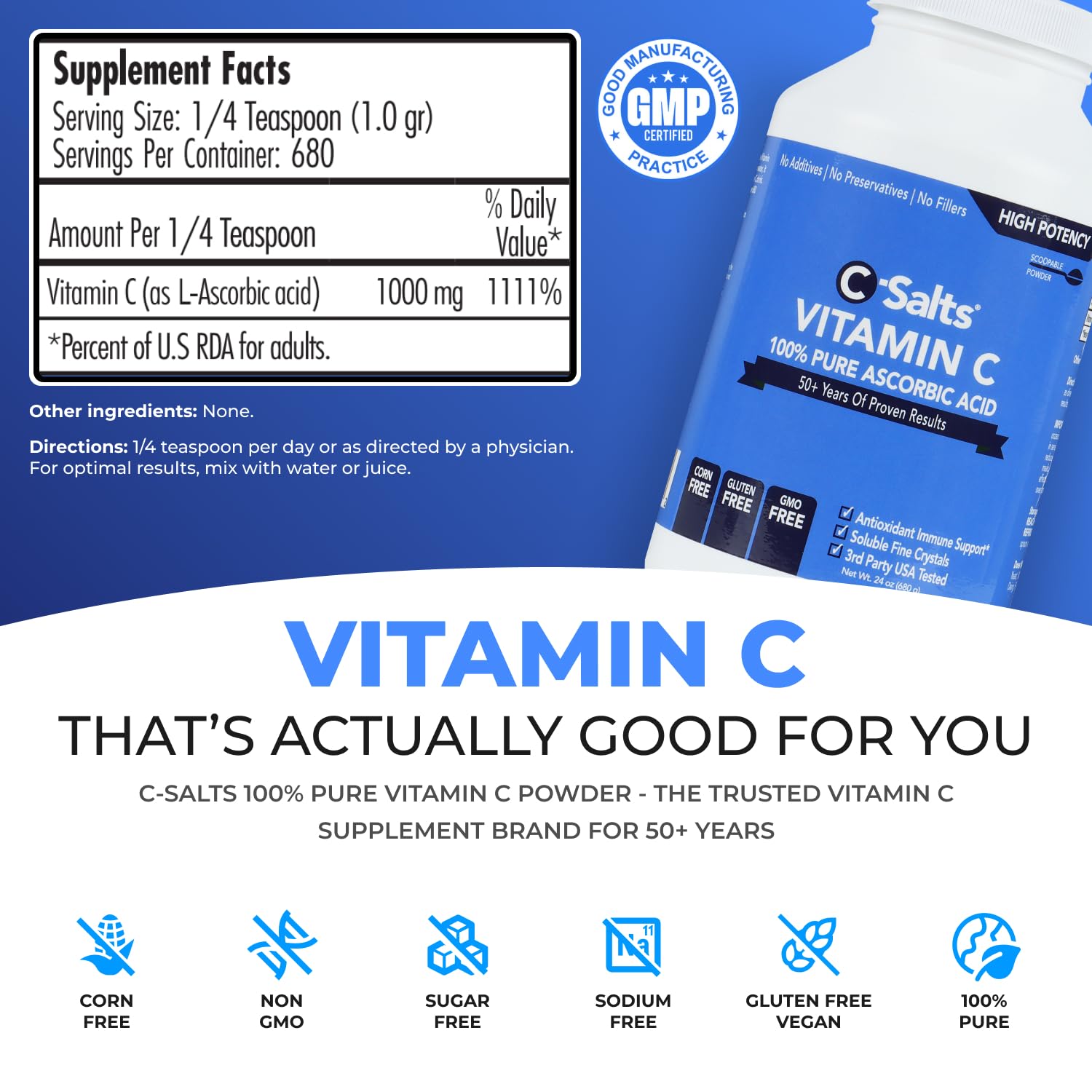 Envase polvo vitamina C puro C-Salts