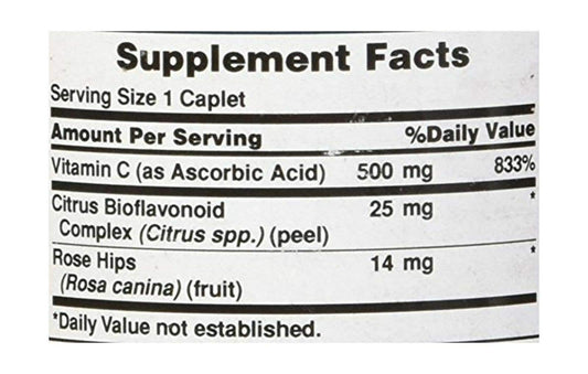 Envase Puritan's Pride vitamina c con rosa mosqueta 100 tabletas
