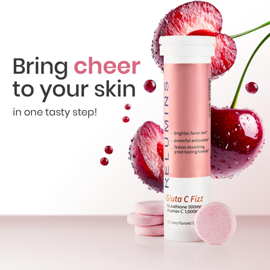 Envase Relumins Gluta C Fizz sabor cereza 15 tabletas