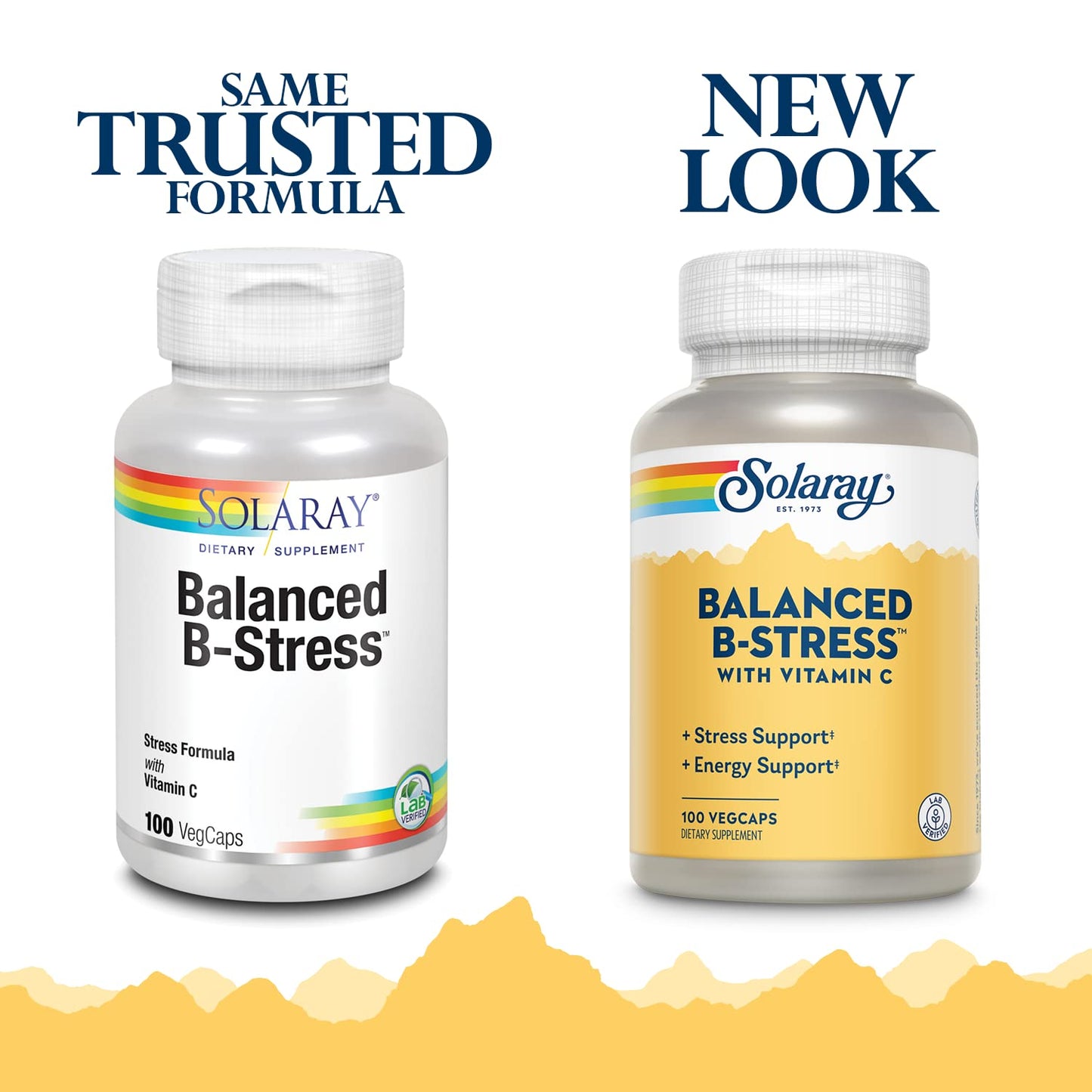 Envase Solaray b-stress vitaminas b para energía y salud