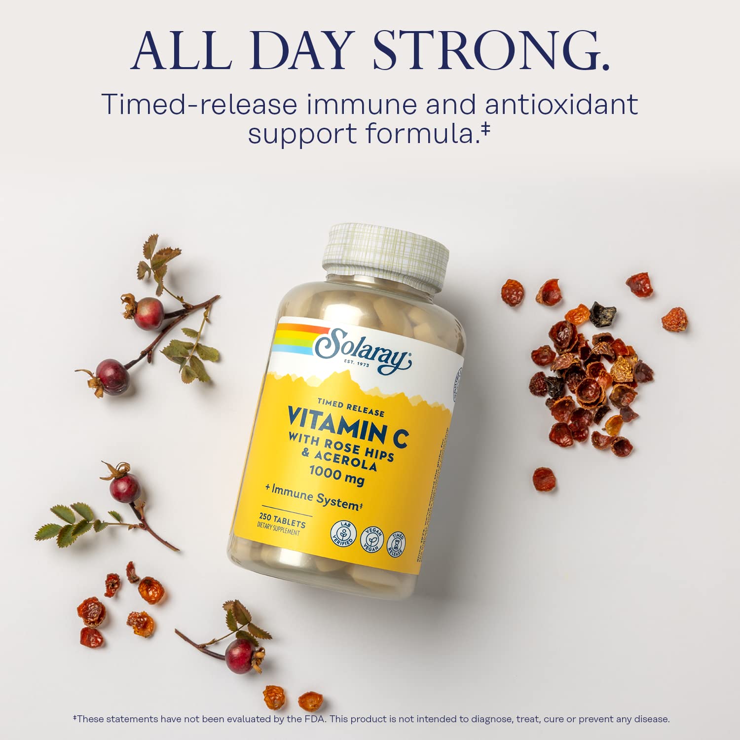 Envase Solaray vitamina C 250 cápsulas liberación dos fases