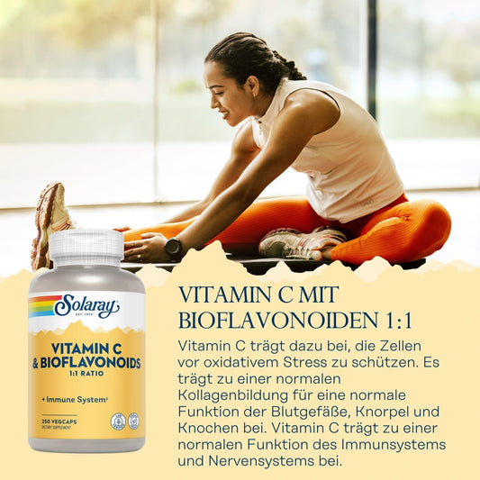 Envase Solaray vitamina C 250 tabletas antioxidantes
