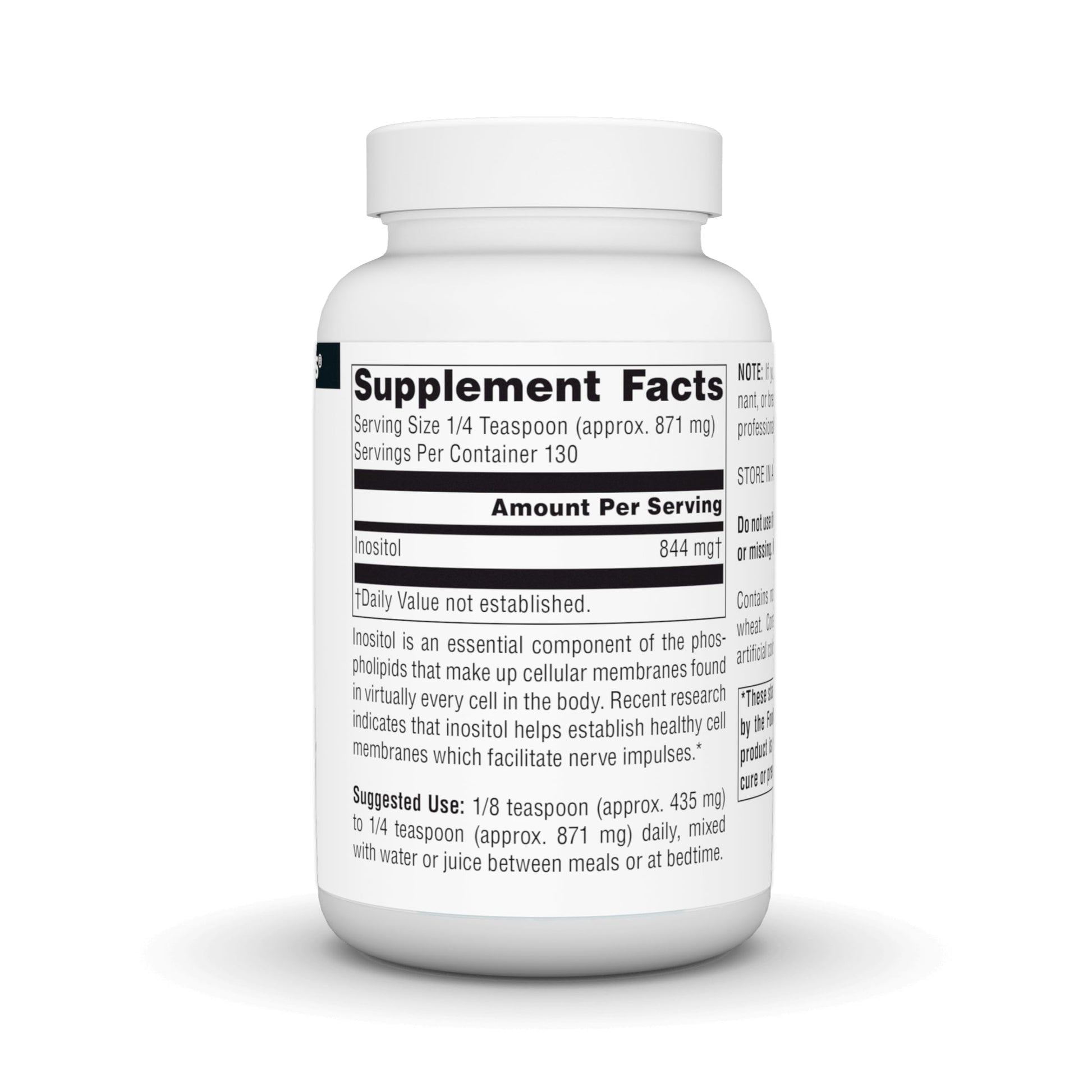 Envase Source Naturals suplemento en polvo de inositol 4 oz