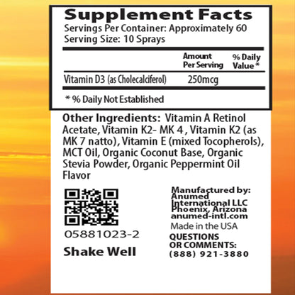 envase spray líquido vitamina d3 k2 con vitamina a anumed